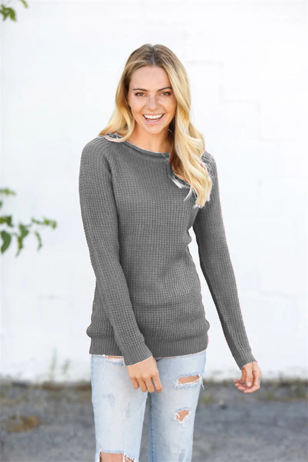 Round Neck Raglan Sleeve Sweater