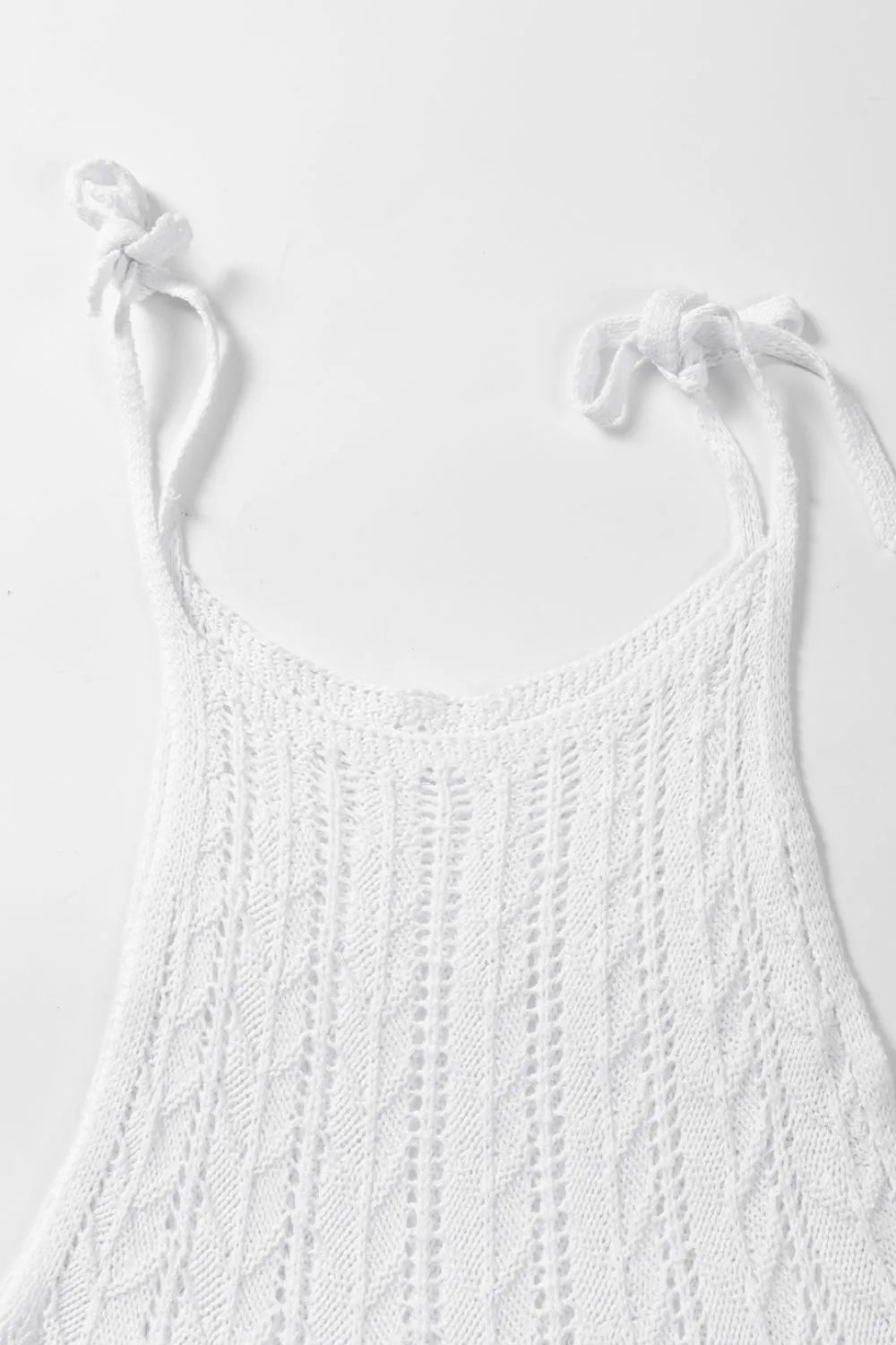 Tie Straps Wave Stripes Textured Eyelet Knitted Vest
