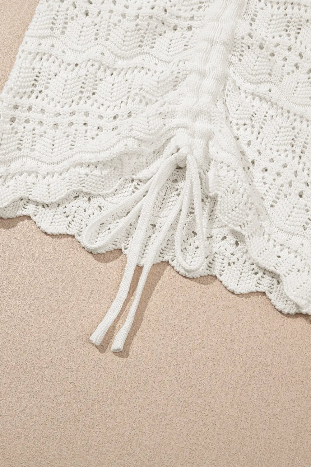 Hollowed Knit V Neck Drawstring Sweater Vest