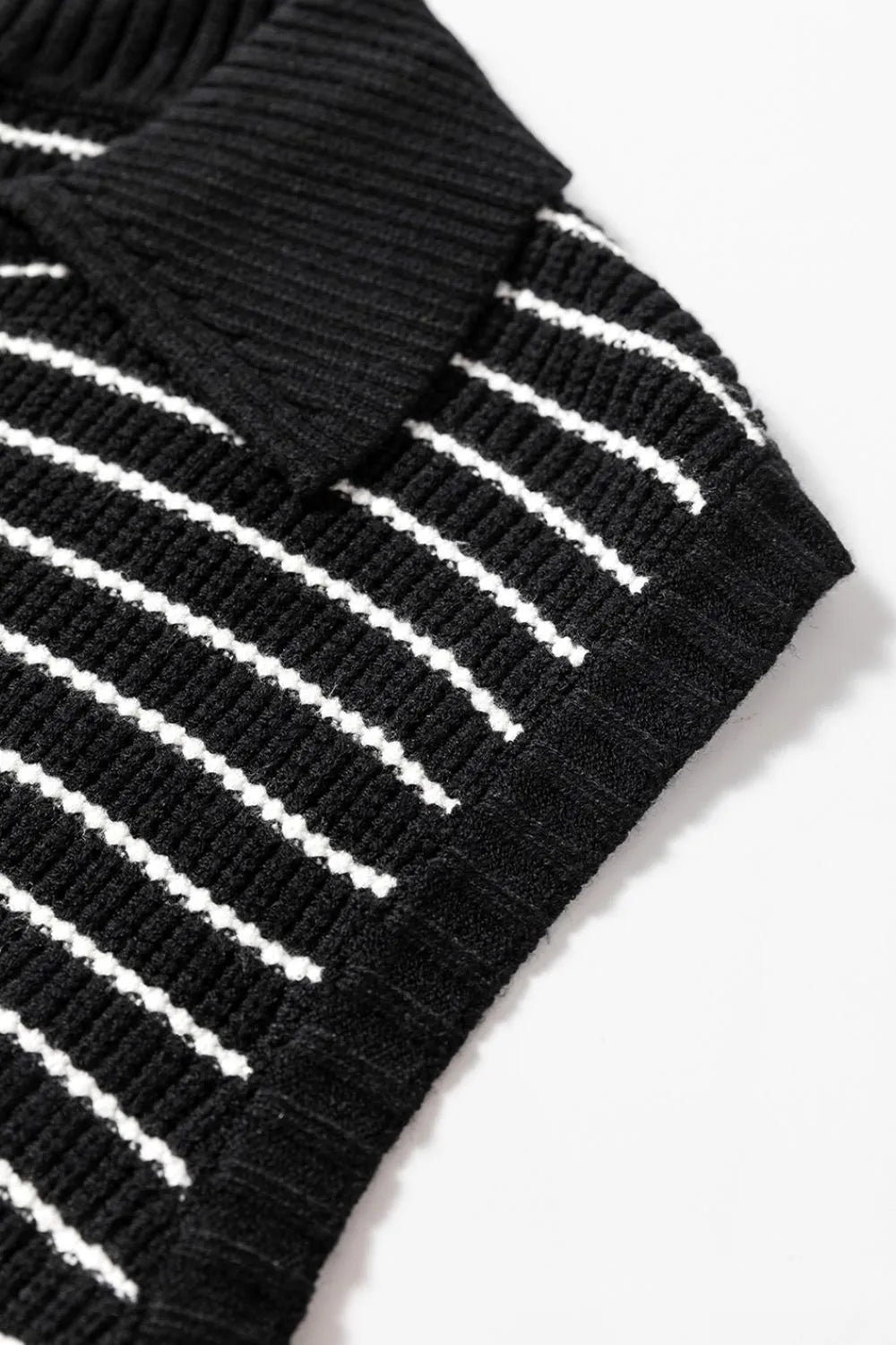 Stripe Turn-Down Johnny Collar Sweater Vest