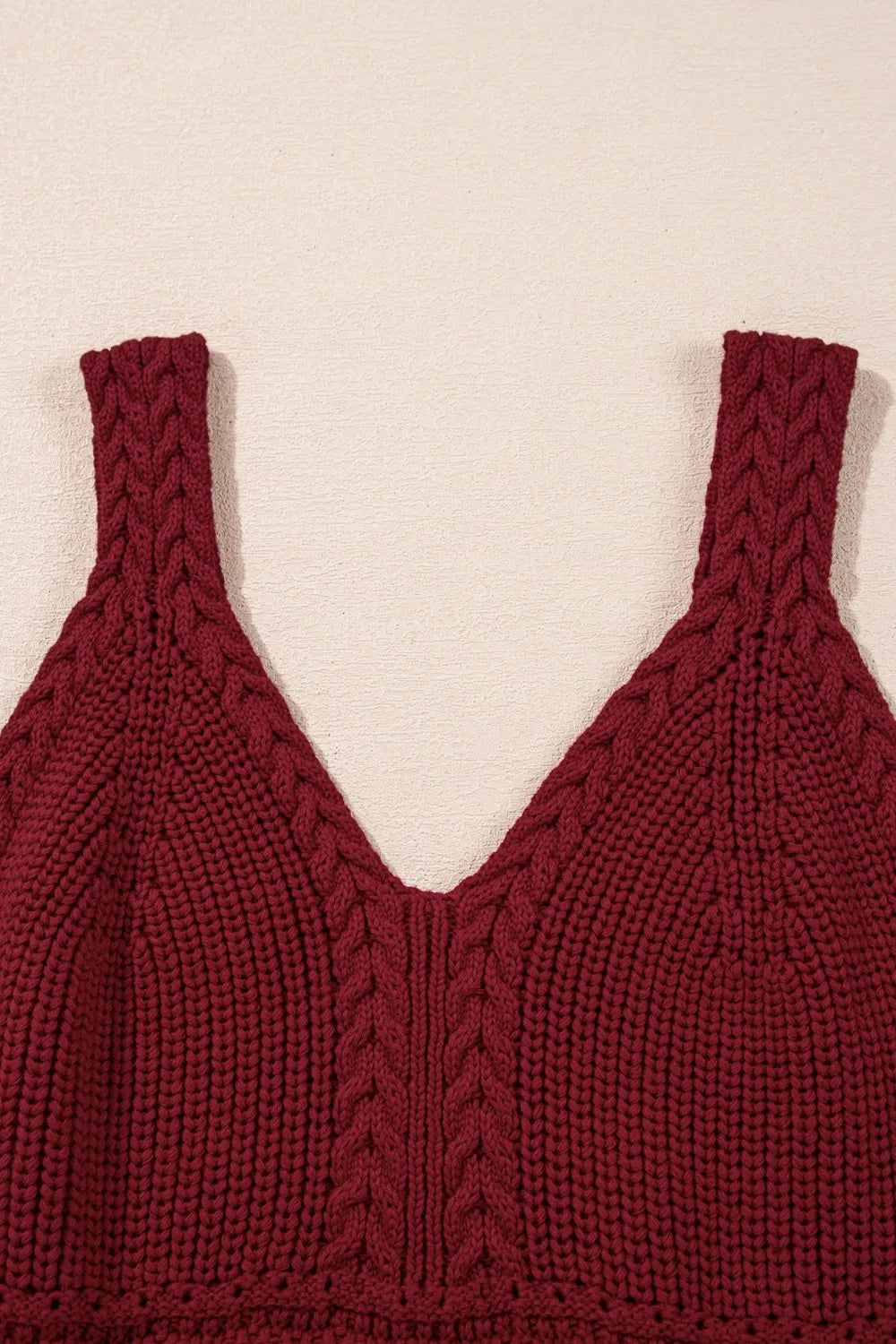 Cable Knit Pointelle Slim Fit V Neck Sweater Vest